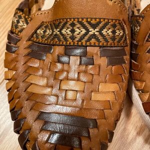 Leather woven bohemian slip-on flat (huarache) -size 8